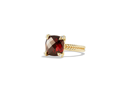 Gold Plated CZ Studded Ruby Cushion Cut Ladies Ring